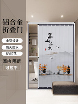 Printed full aluminum alloy folding and sliding door invisible kitchen toilet Easy partition with lock anti-theft translation door