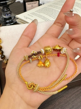 「轻金集」古法沙金新中式养生生姜葫芦虎眼石转运珠手链手串女