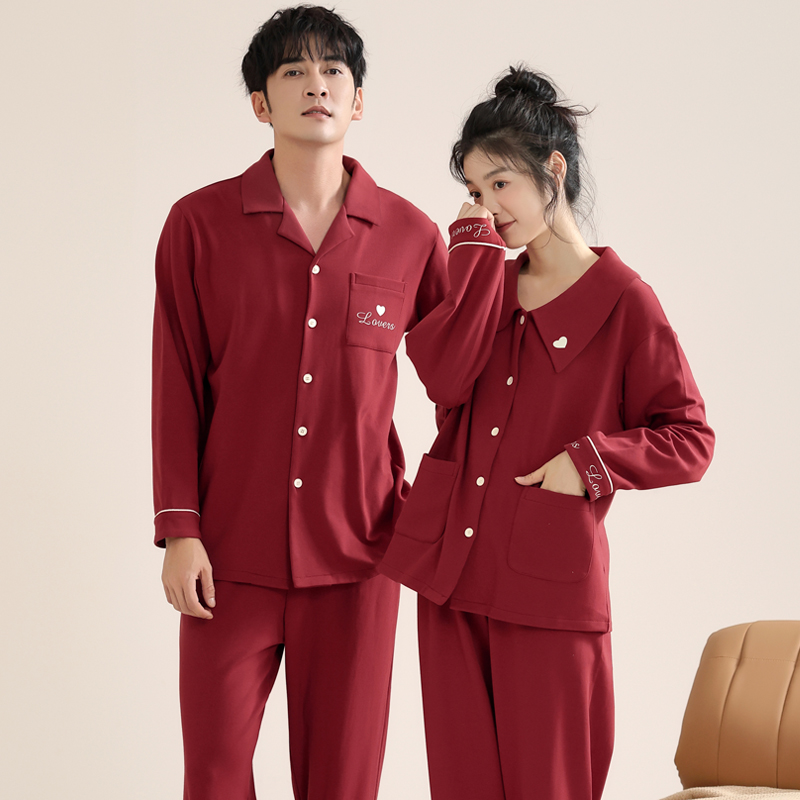 思馨坊情侣睡衣女春秋纯棉长袖红色新婚结婚男士家居服本命年套装,淘宝优惠券,粉丝福利购,淘宝优惠卷