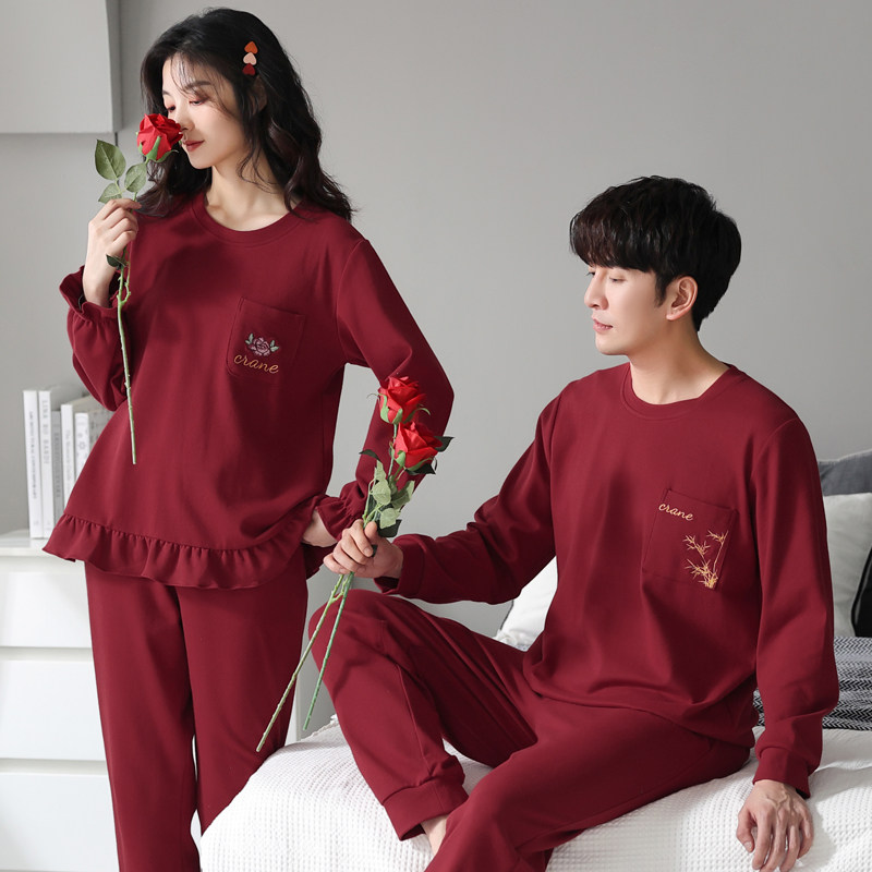 思馨坊纯棉情侣睡衣女春秋长袖套装男士结婚新婚红色秋冬款家居服,淘宝优惠券,粉丝福利购,淘宝优惠卷