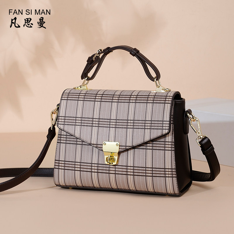 2021新款通勤老花大容量手提斜挎包 凡思曼女士包袋