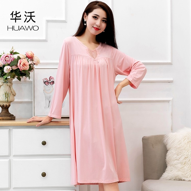 睡裙春秋长袖本命年酒红鼠年长裙 华沃服饰睡裙