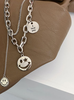 纯银双层冷淡风韩国ins毛衣链