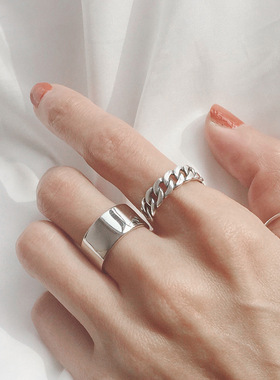 ins戒指纯银复古做旧网红潮麻花