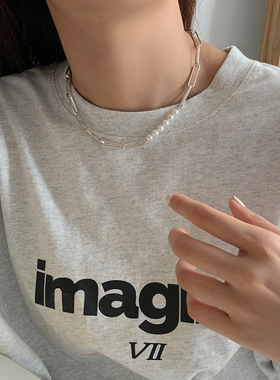 东大门拼接个性小众风珍珠项链