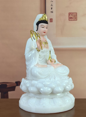 汉白玉观音佛像居家供奉保平安