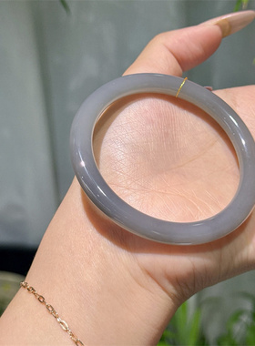 天然和田玉烟紫细圆条紫罗兰手镯