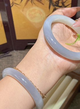 和田玉烟紫半身水手镯平安扣饰品