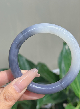 和田玉高冰葡萄紫半山半水玉手镯