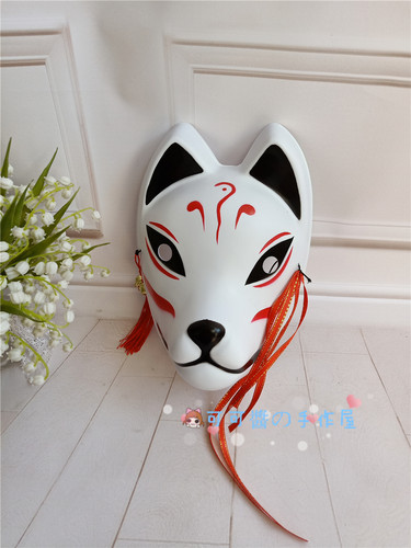 彩绘猫脸面具狐狸日系式和风拍照摄影配饰动漫cos妖狐半脸非手绘 - 图2
