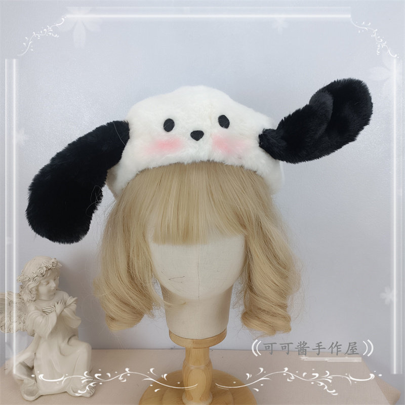 三丽鸥帕恰狗贝雷帽 毛绒圆顶帽子耳朵可造型 保暖甜美可爱卡通女,淘宝优惠券,粉丝福利购,淘宝优惠卷