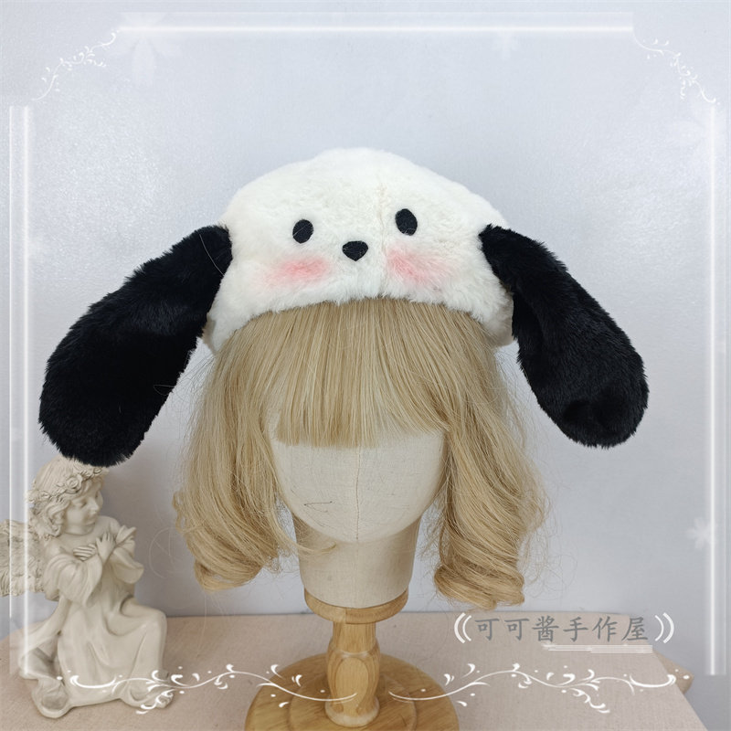 三丽鸥帕恰狗贝雷帽 毛绒圆顶帽子耳朵可造型 保暖甜美可爱卡通女,淘宝优惠券,粉丝福利购,淘宝优惠卷