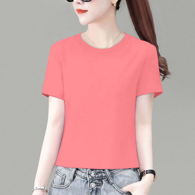 Short-sleeved commuting regular solid color pure cotton women