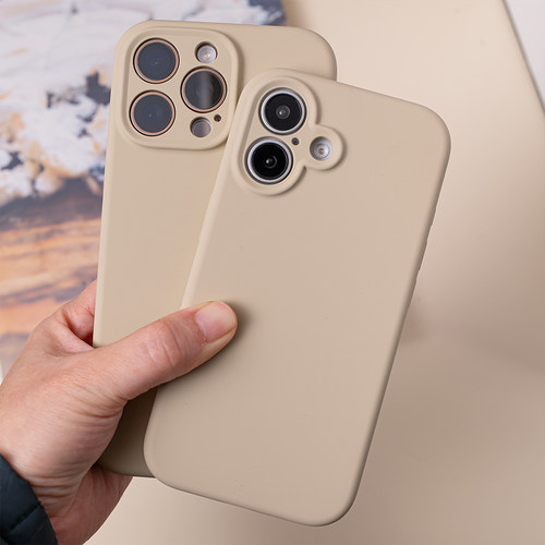 千久沙漠金iphone16pro手机壳适用苹果16promax拍照键全包15保护套14液态硅胶max防摔13精孔AI触控简约新款 - 图1