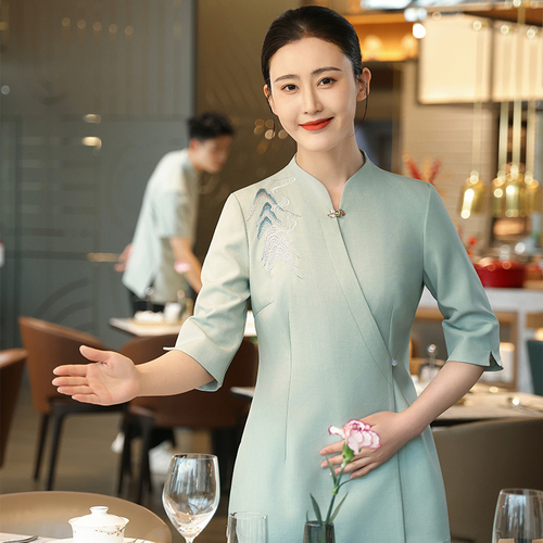 衣研堂五星级酒店服务员工作服短袖中国风餐厅餐饮饭店茶楼夏装女