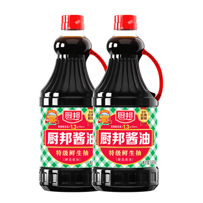 厨邦酱油1.95kg*2特级酿造生抽家用大瓶装炒菜红烧蒸鱼豉油蘸料