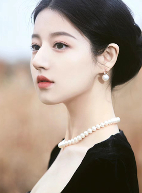 施家珍珠项链女元宝扣子毛衣链