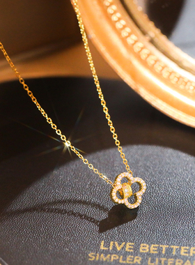 四叶草项链女夏季小众轻奢锁骨链