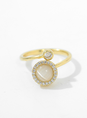 猫眼石戒指女ins网红时尚