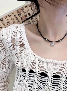 花开富贵新中式平安锁吊坠项链