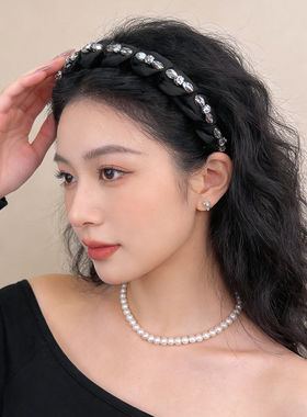 黑色星钻密语头箍女高颅顶发箍