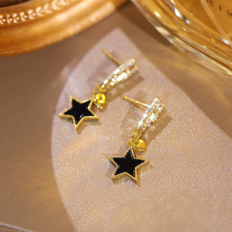 简约星星别针耳环新款耳坠时尚气质网红耳夹字母H耳钉女爆款耳饰,淘宝优惠券,粉丝福利购,淘宝优惠卷