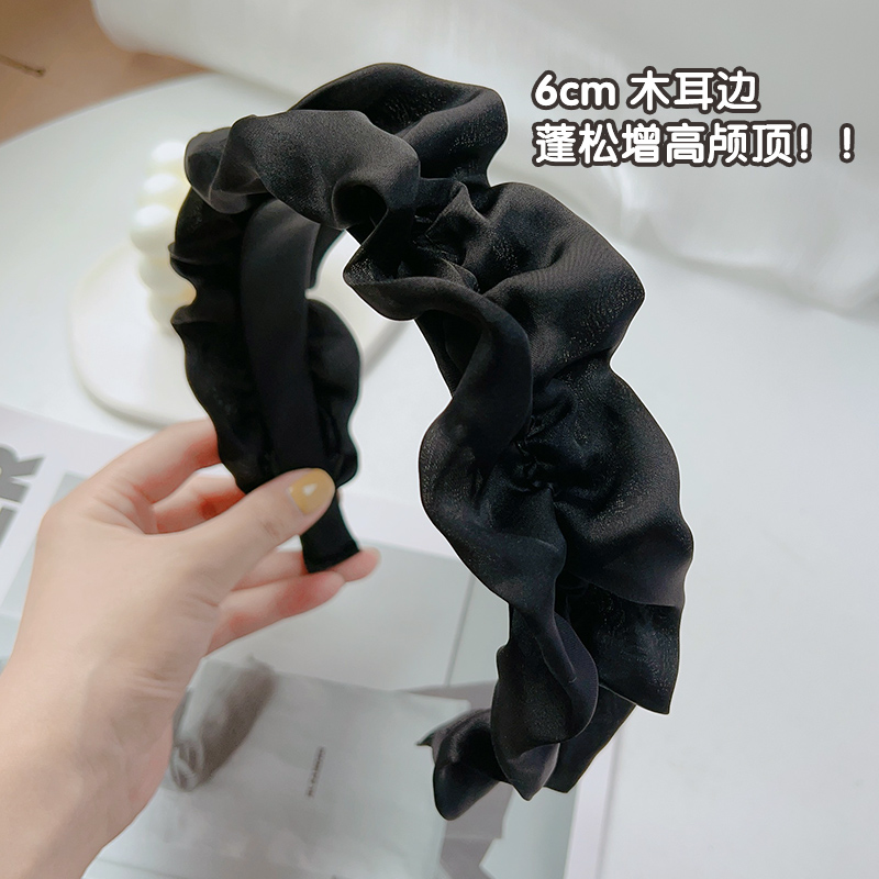 白鹿同款增高颅顶褶皱发箍女款春夏发卡显脸小洗脸头箍2025年新款