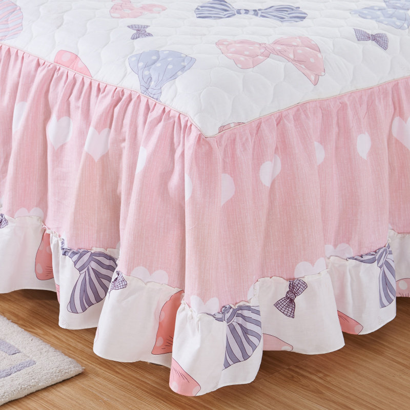 韩版加厚纯棉床裙三件套全棉清仓夹棉床罩单件保护套荷叶花边双人,淘宝优惠券,粉丝福利购,淘宝优惠卷