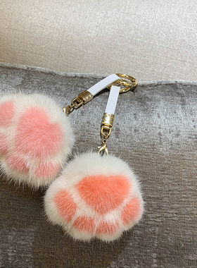 宾雅图水貂挂件ins小猫真毛貂皮