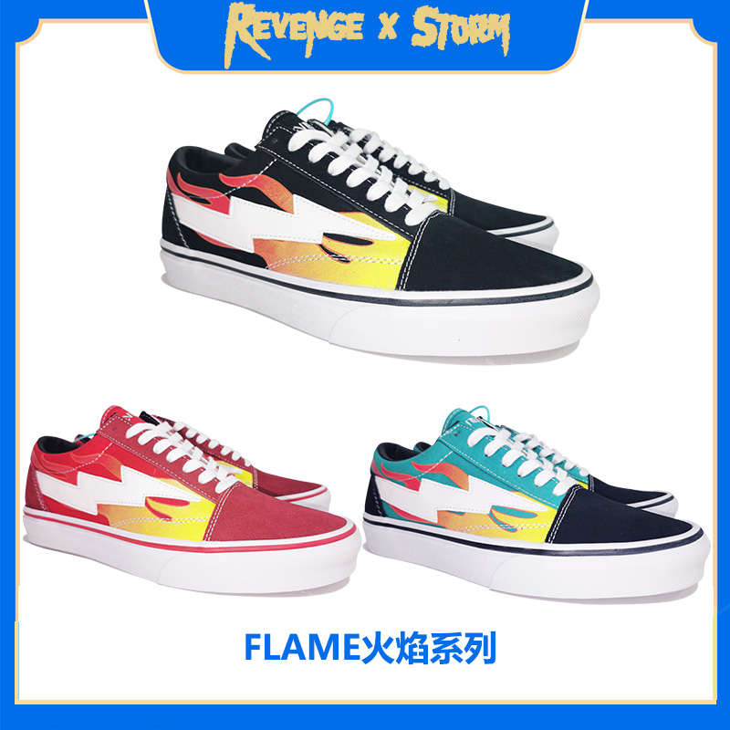 美版复仇风暴闪电板鞋revenge x storm低帮情侣复古火焰帆布鞋男 - 图0