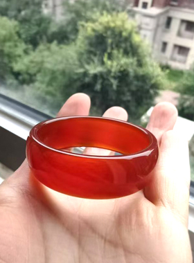 天然正品红玛瑙玉手镯玛瑙男女款