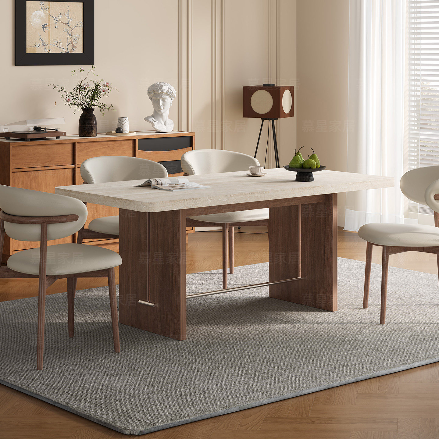 2025法式复古下挂洞石岩板餐桌中古风德利丰原创家用岩板实木餐桌,淘宝优惠券,粉丝福利购,淘宝优惠卷