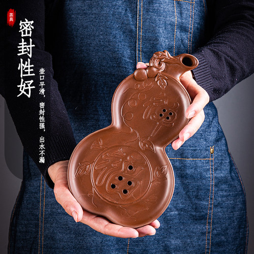 紫砂功夫茶盘中式家用简约托盘储水式茶海茶托茶台壶承田园风茶具 - 图1