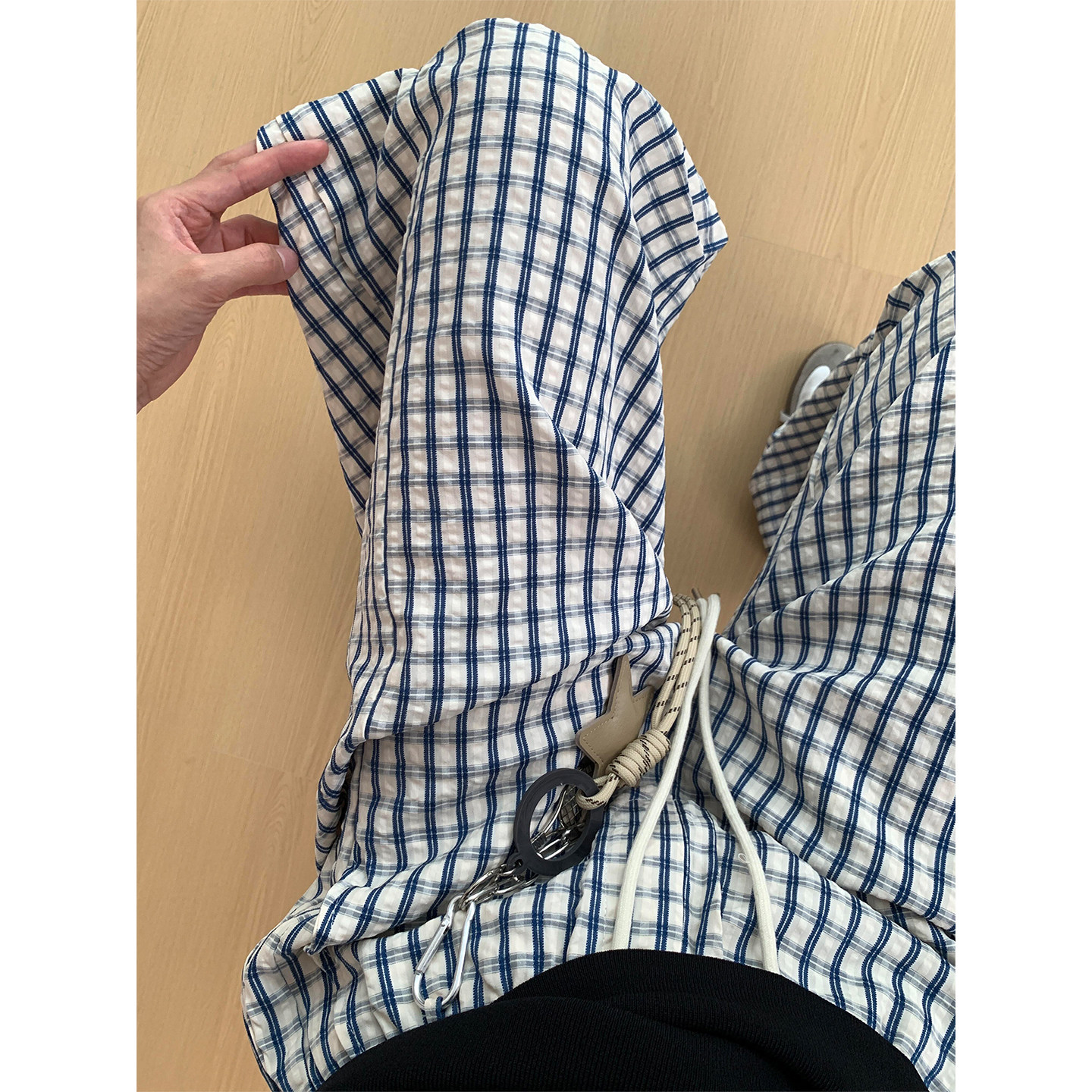 星星挂饰弯刀格子裤女秋冬新款胖妹妹mm高腰宽松显瘦拖地休闲裤子,淘宝优惠券,粉丝福利购,淘宝优惠卷