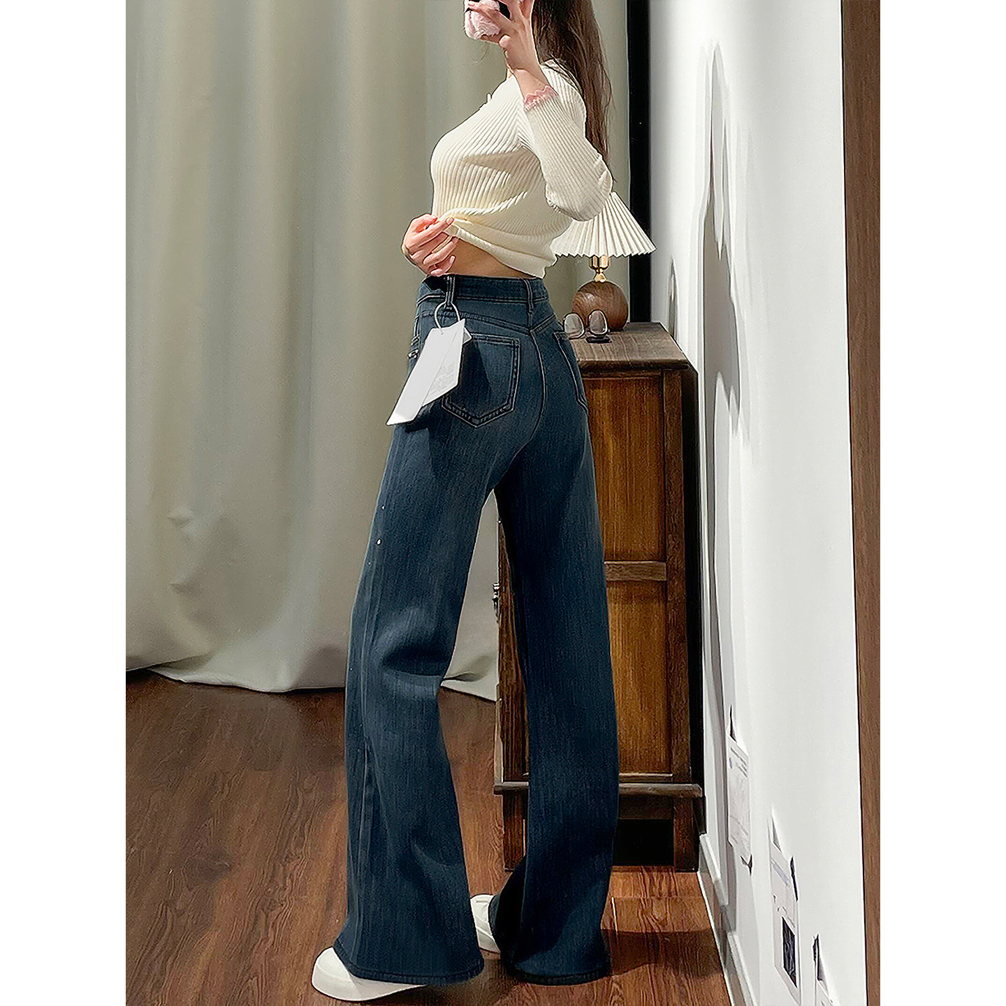 复古满天星烫钻微喇牛仔裤女早春新款胖妹妹mm梨型身材显瘦喇叭裤,淘宝优惠券,粉丝福利购,淘宝优惠卷