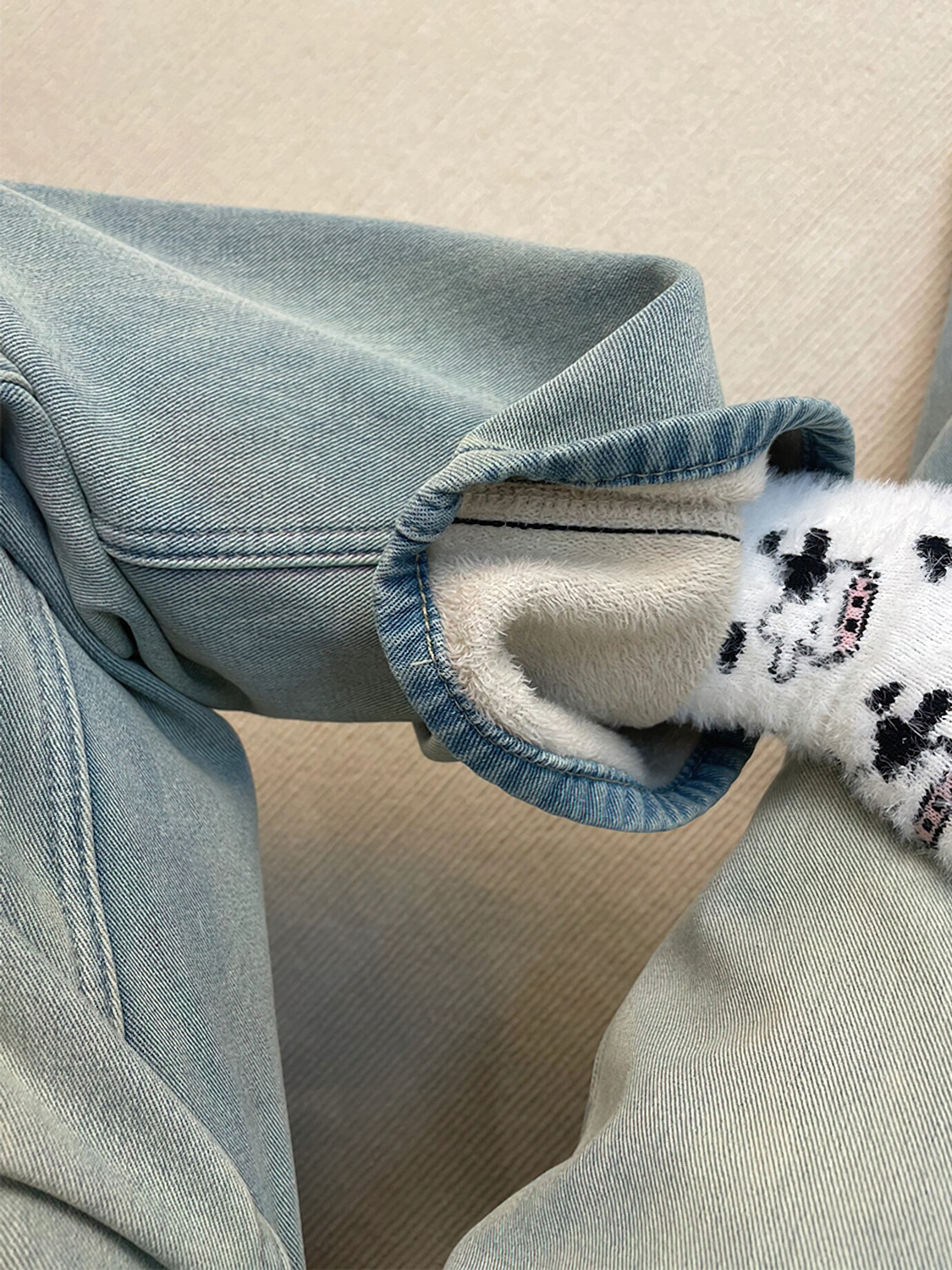 加绒加厚直筒牛仔裤女秋冬新款胖妹妹mm梨型身材宽松显瘦阔腿长裤,淘宝优惠券,粉丝福利购,淘宝优惠卷