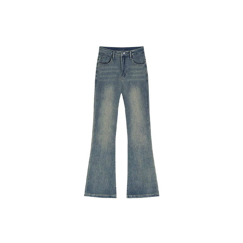 复古蓝微喇牛仔裤女秋冬加绒胖妹妹mm高腰显瘦不贴腿弹力喇叭裤子,淘宝优惠券,粉丝福利购,淘宝优惠卷