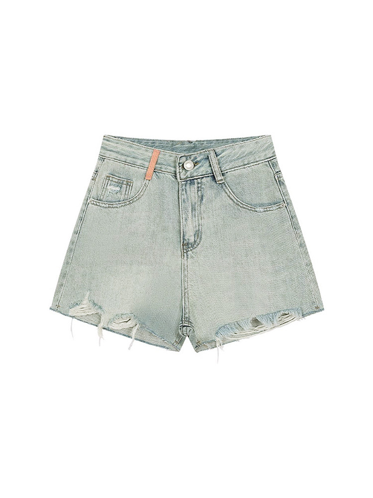 破洞牛仔短裤女夏薄款胖mm高腰宽松显瘦a字阔腿口袋刺绣流苏热裤,淘宝优惠券,粉丝福利购,淘宝优惠卷