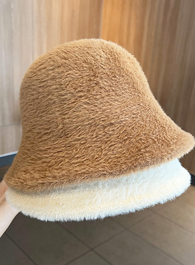 韩版毛绒渔夫帽子女秋冬季保暖