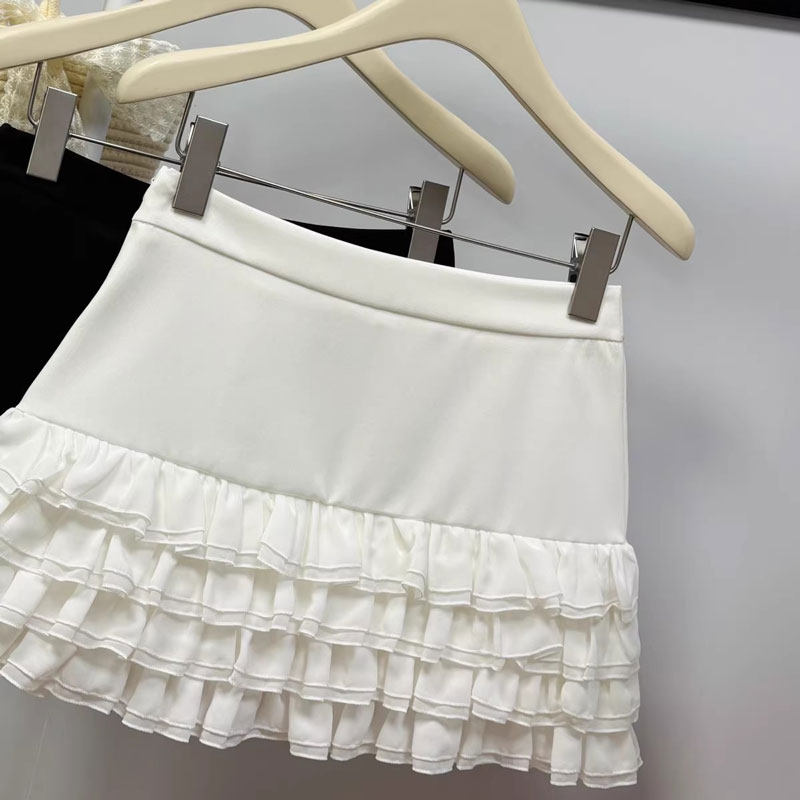 白色木耳边蛋糕半身裙女2026春夏新款设计感显瘦辣妹A字蓬蓬短裙,淘宝优惠券,粉丝福利购,淘宝优惠卷