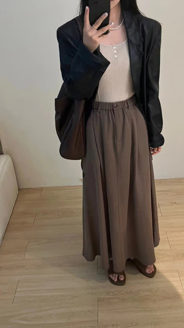 2024 Autumn New High Waisted Slim Pocket Versatile Korean Style A-Line Swing Half Skirt for Women