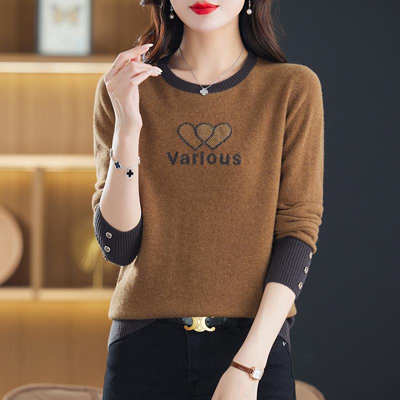 圆领100%纯羊绒衫女秋冬新款低领套头毛衣内搭高端大牌羊毛打底衫 - 图1