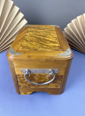 金丝楠木小叶桢楠镶嵌黄金樟满瘤疤首饰盒实木复古家居卧室珠宝盒
