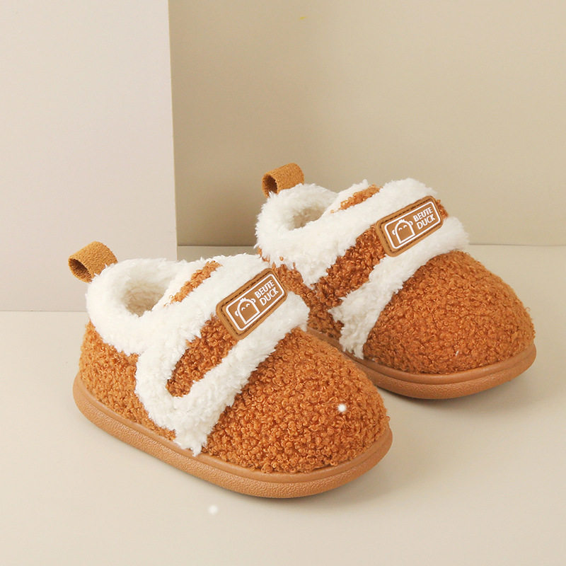 加绒包跟棉拖鞋男童女童保暖毛绒拖鞋冬季魔术贴防滑居家亲子拖鞋,淘宝优惠券,粉丝福利购,淘宝优惠卷