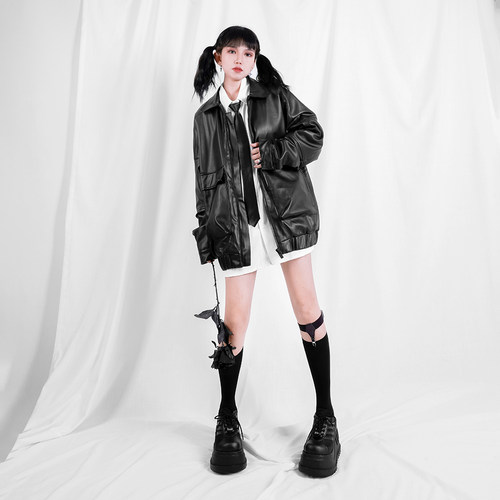 小雨家暗黑系小女入！中筒袜小腿袜腿夹装饰相当显腿长的饰品袜子 - 图0