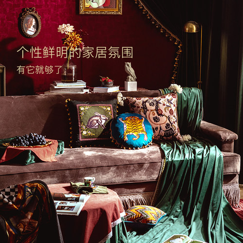 植爱盒子尼罗河轻奢抱枕复古美式沙发双面腰枕车载靠背抱枕定制 - 图0