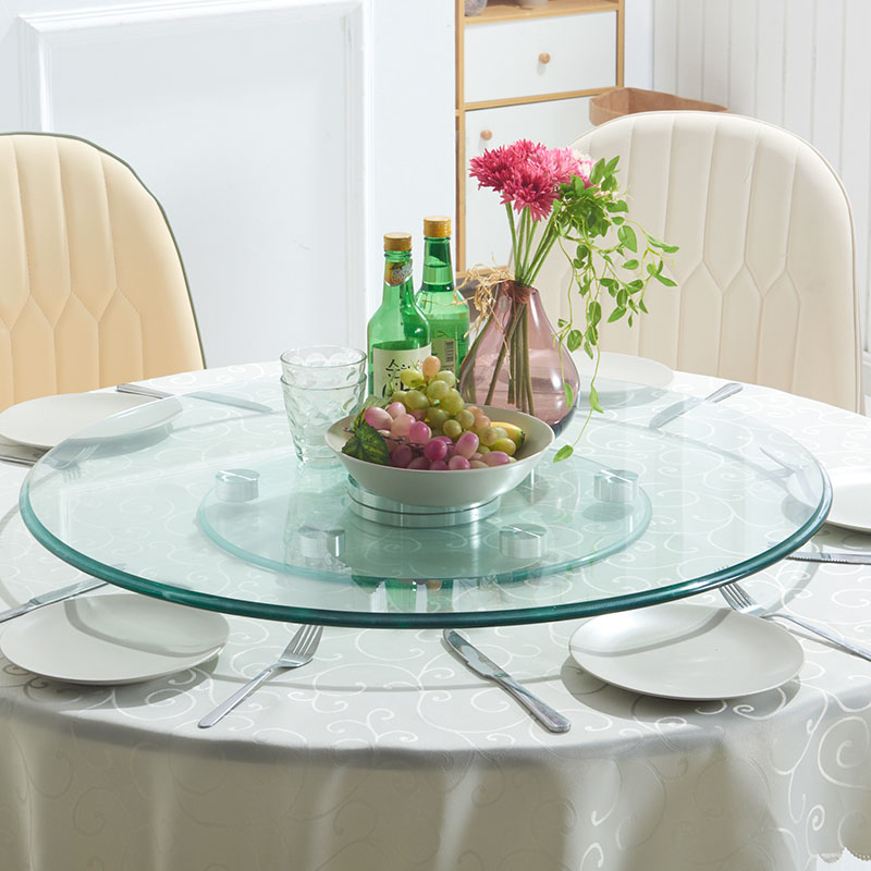 餐桌转盘家用钢化玻璃酒店旋转实木饭桌大圆形盘台面圆桌转盘底座 - 图0