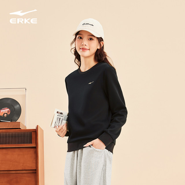 Hongxing Erke Sweatshirt for Women 2025 Autumn New Women's Sports Long Sleeve Pullover Top Casual Base Shirt for Women