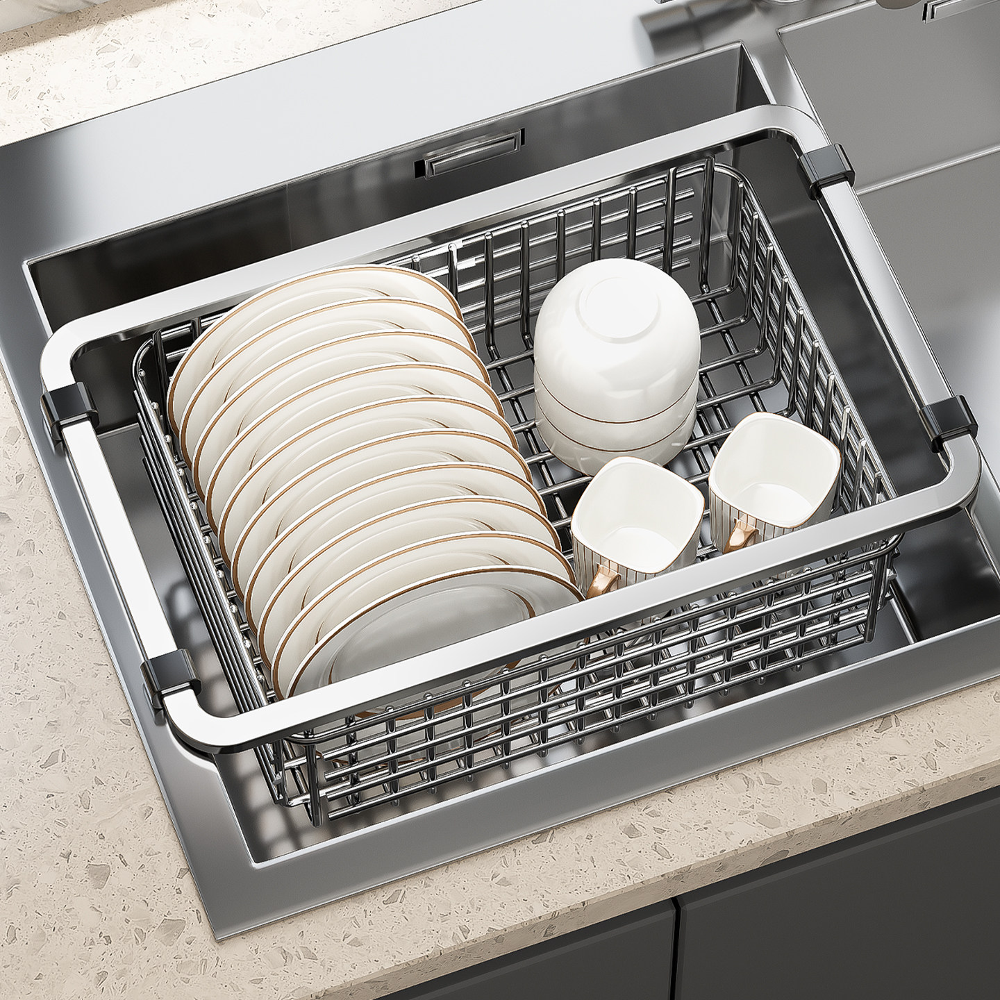 304不锈钢水槽沥水篮厨房家用洗菜盆洗碗槽水池碗碟滤水收纳架子,淘宝优惠券,粉丝福利购,淘宝优惠卷