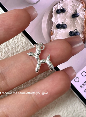 S925纯银气球小狗银色吊坠轻奢高级简约ins气质高级感小众设计